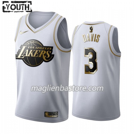 Maglia NBA Los Angeles Lakers Anthony Davis 3 Nike 2019-20 Bianco Golden Edition Swingman - Bambino